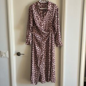 Mango Midi Dress, Burgandy and Cream, US 10, EUR XL